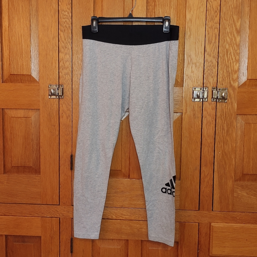 Adidas gray logo casual athletic leggings